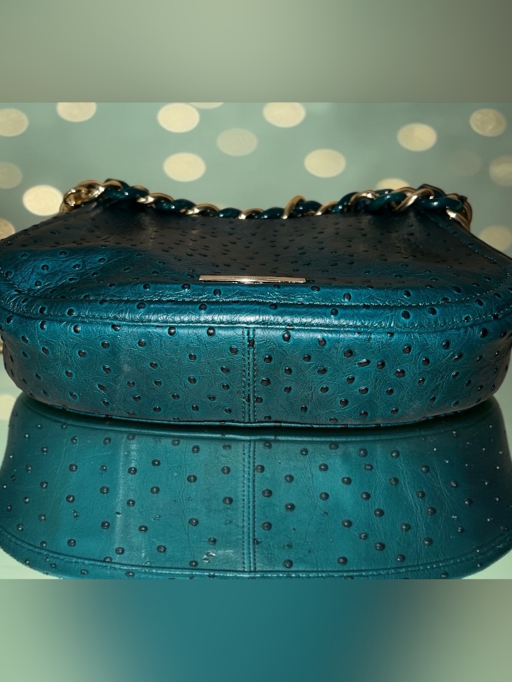 Brahmin Leather Ostrich Embossed MOD SHAYNA Crossbody Bag, Emerald Greenvale - Picture 5 of 8